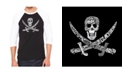 LA Pop Art Pirate Skull Men's Raglan Word Art T-shirt